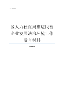 区人力社保局推进民营企业发展法治环境工作发言材料社保局