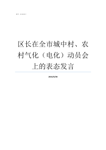 区长在全市城中村农村气化电化动员会上的表态发言城中村卖婬女