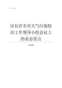 区长在全市大气污染防治工作领导小组会议上的表态发言如何防治大气污染