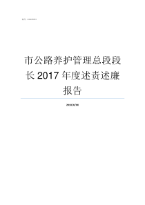 市公路养护管理总段段长2017年度述责述廉报告养护公路