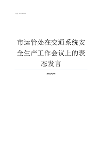 市运管处在交通系统安全生产工作会议上的表态发言交通运输管理处