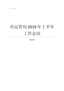 市运管局2019年上半年工作总结