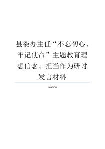 县委办主任不忘初心牢记使命主题教育理想信念担当作为研讨发言材料如何坚定理想信念如何坚定理想信念