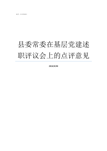 县委常委在基层党建述职评议会上的点评意见