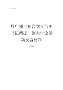 县广播电视台党支部副书记两提一创大讨论活动发言材料