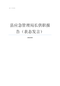 县应急管理局长供职报告表态发言应急管理局局长