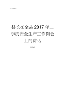 县长在全县2017年二季度安全生产工作例会上的讲话