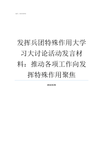 发挥兵团特殊作用大学习大讨论活动发言材料推动各项工作向发挥特殊作用聚焦