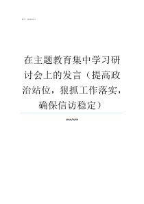 在主题教育集中学习研讨会上的发言提高政治站位狠抓工作落实确保信访稳定