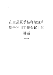 在全县夏季秸秆禁烧和综合利用工作会议上的讲话乡镇夏季秸秆禁烧