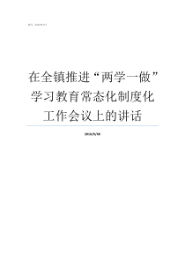 在全镇推进两学一做学习教育常态化制度化工作会议上的讲话持续推进两学一做