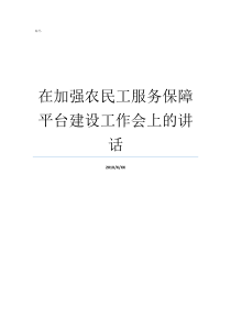 在加强农民工服务保障平台建设工作会上的讲话