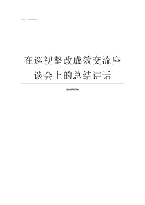 在巡视整改成效交流座谈会上的总结讲话巡视整改进展及成效