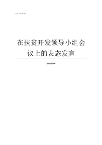 在扶贫开发领导小组会议上的表态发言