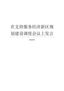 在支持服务经济新区规划建设调度会议上发言