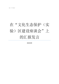 在文化生态保护实验区建设座谈会上的汇报发言