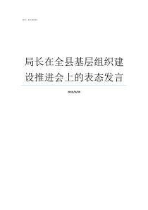 局长在全县基层组织建设推进会上的表态发言建强基层组织