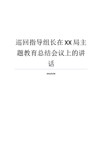 巡回指导组长在XX局主题教育总结会议上的讲话开小组会议组长讲话巡回指导组组长讲话