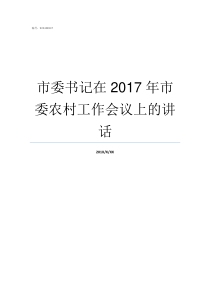 市委书记在2017年市委农村工作会议上的讲话2017年郴州市委书记