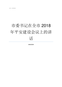 市委书记在全市2018年平安建设会议上的讲话市委全委会