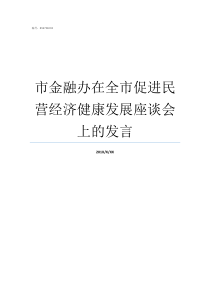 市金融办在全市促进民营经济健康发展座谈会上的发言金融科技发展规划