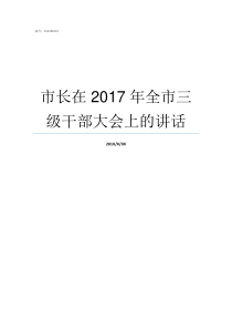 市长在2017年全市三级干部大会上的讲话市长