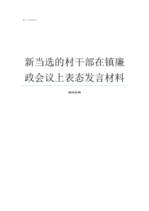 新当选的村干部在镇廉政会议上表态发言材料村干部今年换届吗