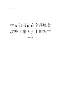 村支部书记在全县脱贫攻坚工作大会上的发言村支部书记在脱贫攻坚怎么做