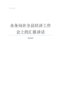 水务局在全县经济工作会上的汇报讲话任县水务局赵平亮