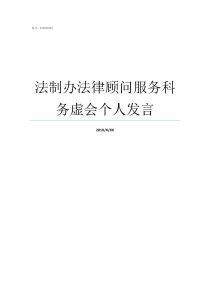 法制办法律顾问服务科务虚会个人发言法律顾问服务方式