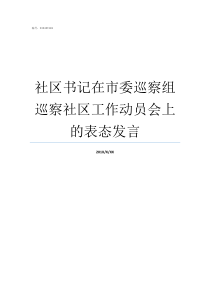 社区书记在市委巡察组巡察社区工作动员会上的表态发言市委巡察组