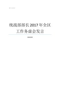 统战部部长2017年全区工作务虚会发言