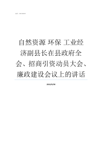 自然资源nbsp环保nbsp工业经济副县长在县政府全会招商引资动员大会廉政建设会议上的讲话环境保护与