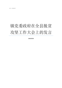 镇党委政府在全县脱贫攻坚工作大会上的发言脱贫攻坚党委政府做什么