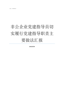 非公企业党建指导员切实履行党建指导职责主要做法汇报非公企业党建指导员职责