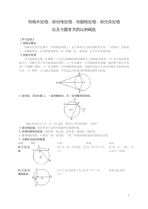 切线长定理、弦切角定理、切割线定理、相交弦定理