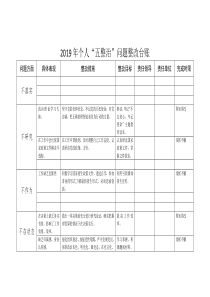 2019年个人“五整治”问题整改台账