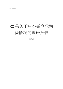 xx县关于中小微企业融资情况的调研报告