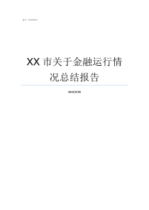 XX市关于金融运行情况总结报告