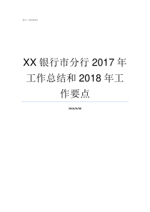 XX银行市分行2017年工作总结和2018年工作要点