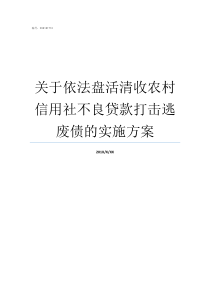 关于依法盘活清收农村信用社不良贷款打击逃废债的实施方案依法清收什么意思