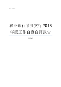 农业银行某县支行2018年度工作自查自评报告农业银行卡