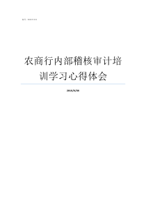 农商行内部稽核审计培训学习心得体会稽核审计部