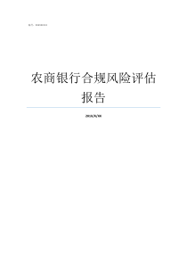 农商银行合规风险评估报告