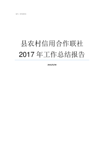 县农村信用合作联社2017年工作总结报告