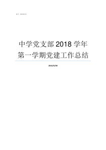 中学党支部2018学年第一学期党建工作总结