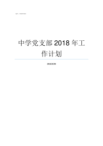 中学党支部2018年工作计划2019年党支部工作要点