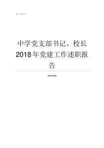 中学党支部书记校长2018年党建工作述职报告党支部书记与校长关系