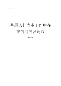 基层人行内审工作中存在的问题及建议人行内审是干嘛的