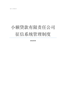 小额贷款有限责任公司征信系统管理制度酒泉市的小贷公司